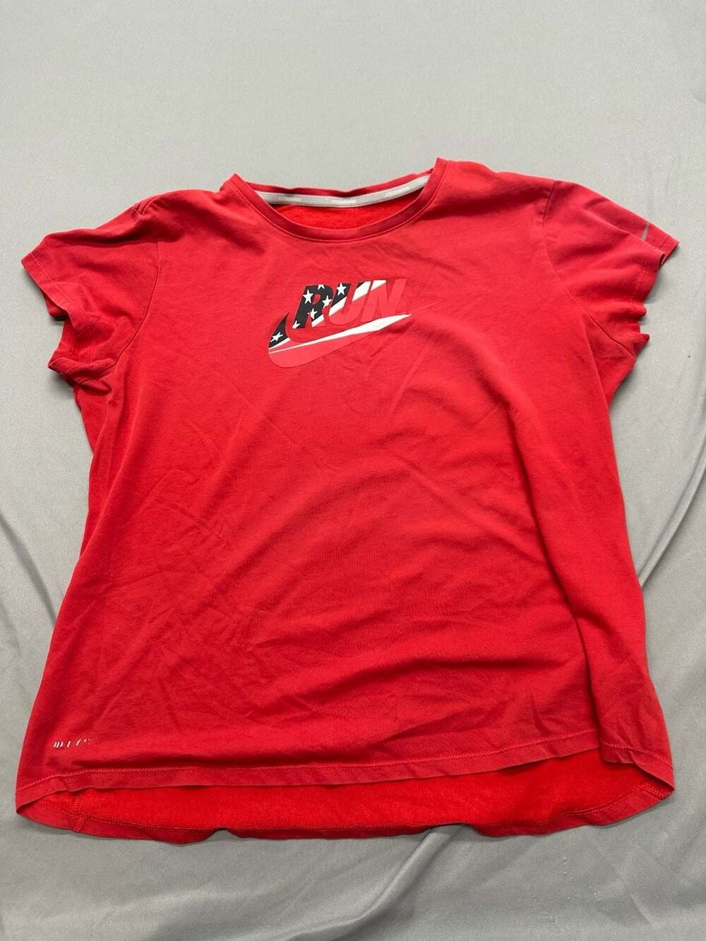 Nike Patriotic Swoosh Dri-Fit Run Shirt Size XL Red US Flag